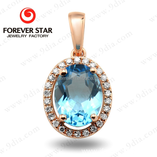 Natural Topaz Gemstone Gold Women Necklace Jewelry